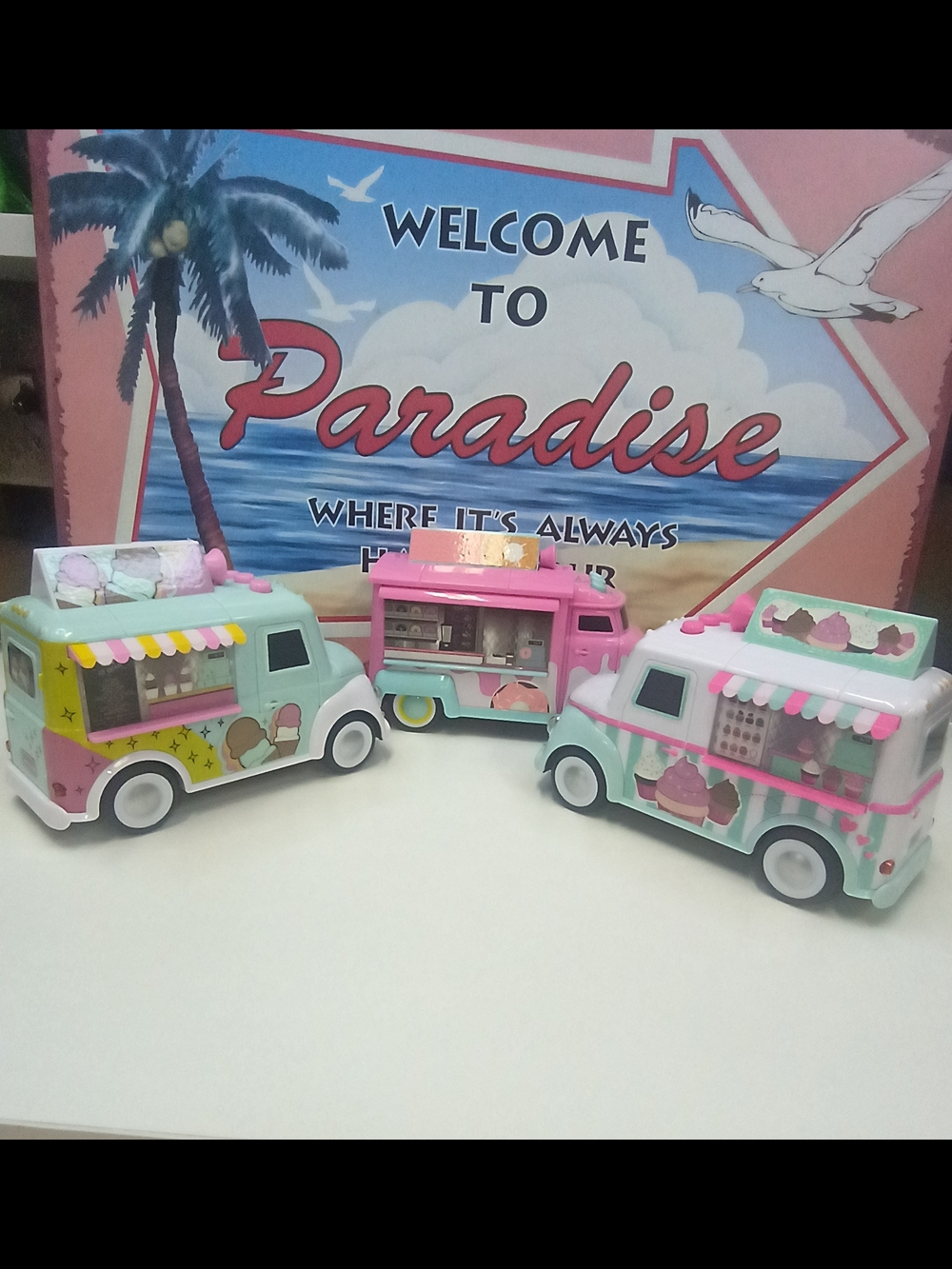 Kids Ice Cream Truck Toy - Pink & Mint Play Vehicle Lot Of 3 Max Action